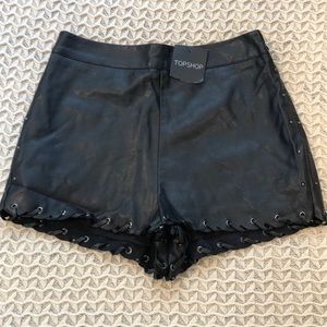 Topshop Faux Leather Shorts with studs